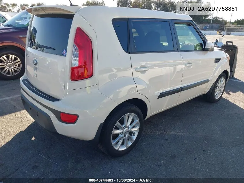 2013 Kia Soul + VIN: KNDJT2A62D7758851 Lot: 40744403