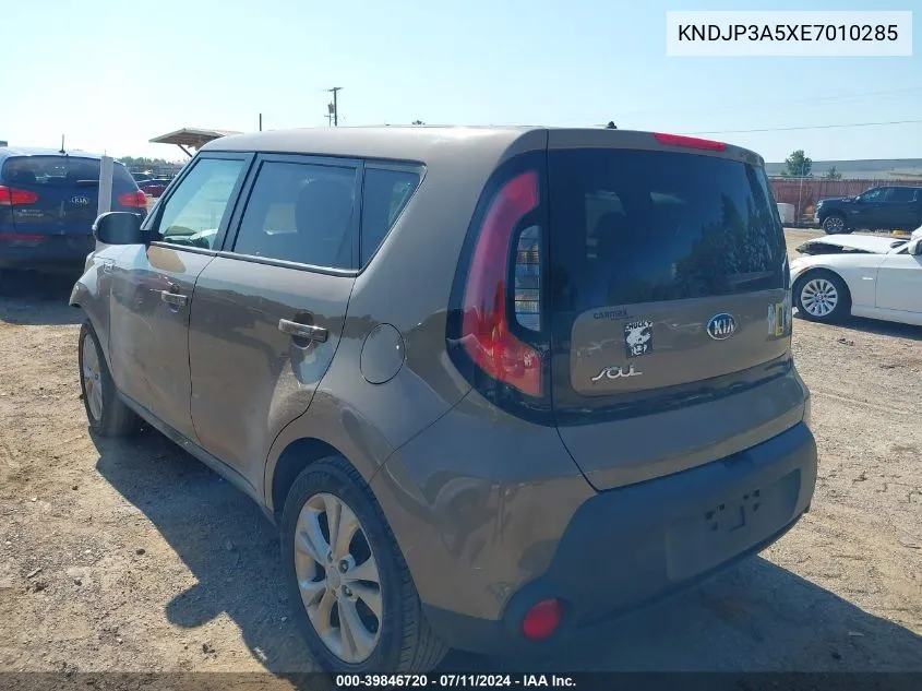 2014 Kia Soul + VIN: KNDJP3A5XE7010285 Lot: 39846720