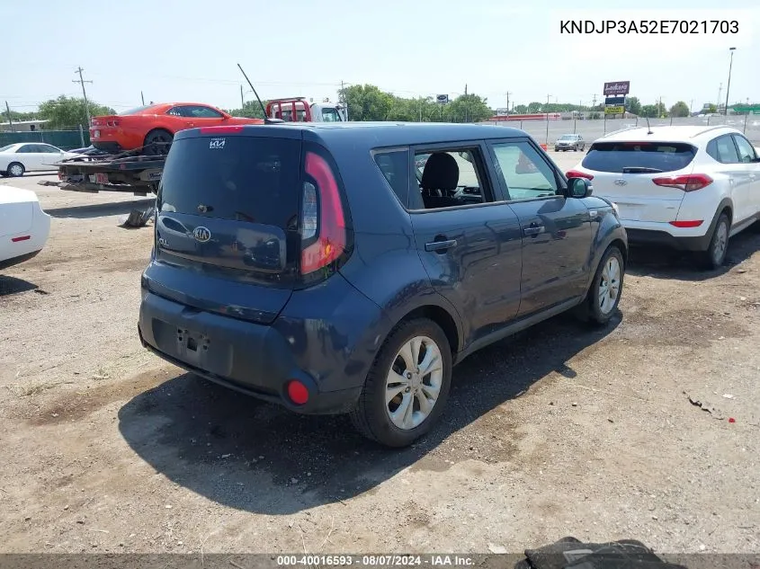 2014 Kia Soul + VIN: KNDJP3A52E7021703 Lot: 40016593