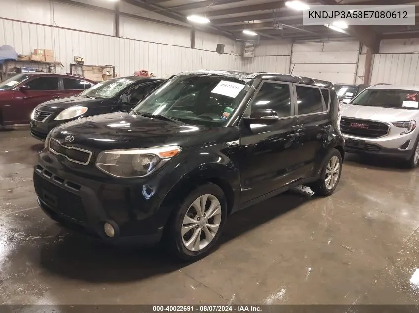 2014 Kia Soul + VIN: KNDJP3A58E7080612 Lot: 40022691