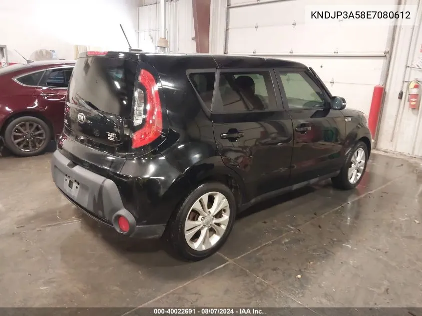 2014 Kia Soul + VIN: KNDJP3A58E7080612 Lot: 40022691