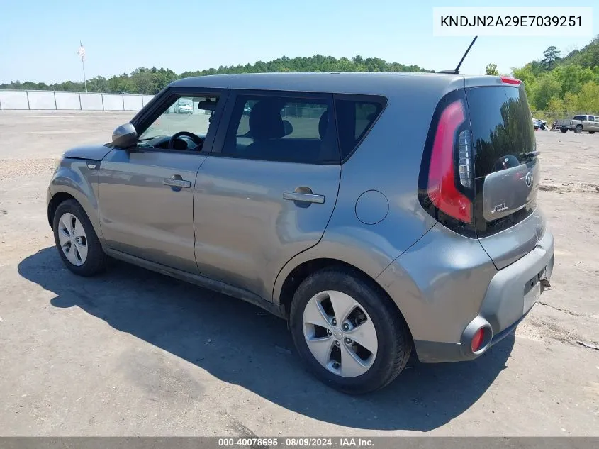 2014 Kia Soul VIN: KNDJN2A29E7039251 Lot: 40078695