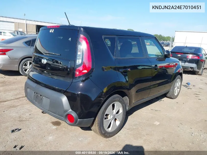 2014 Kia Soul VIN: KNDJN2A24E7010451 Lot: 40118530