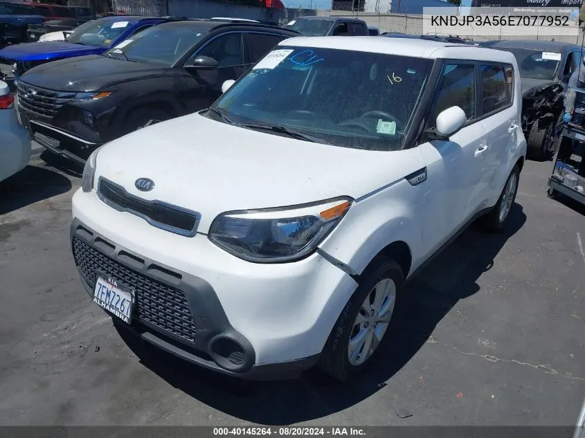 2014 Kia Soul + VIN: KNDJP3A56E7077952 Lot: 40145264