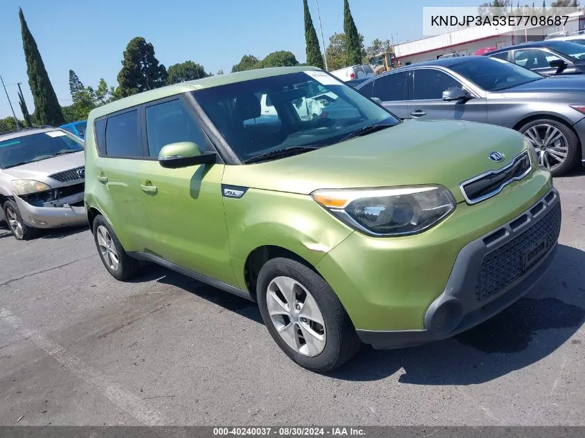 2014 Kia Soul + VIN: KNDJP3A53E7708687 Lot: 40240037