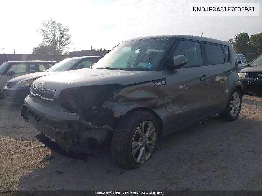 2014 Kia Soul + VIN: KNDJP3A51E7005931 Lot: 40291890