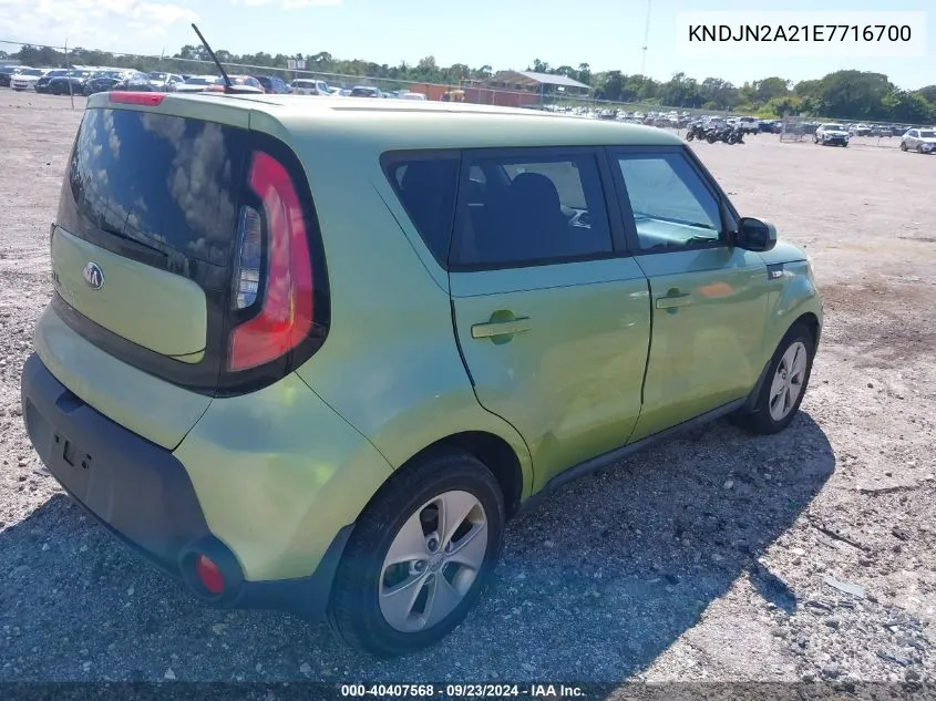 2014 Kia Soul VIN: KNDJN2A21E7716700 Lot: 40407568