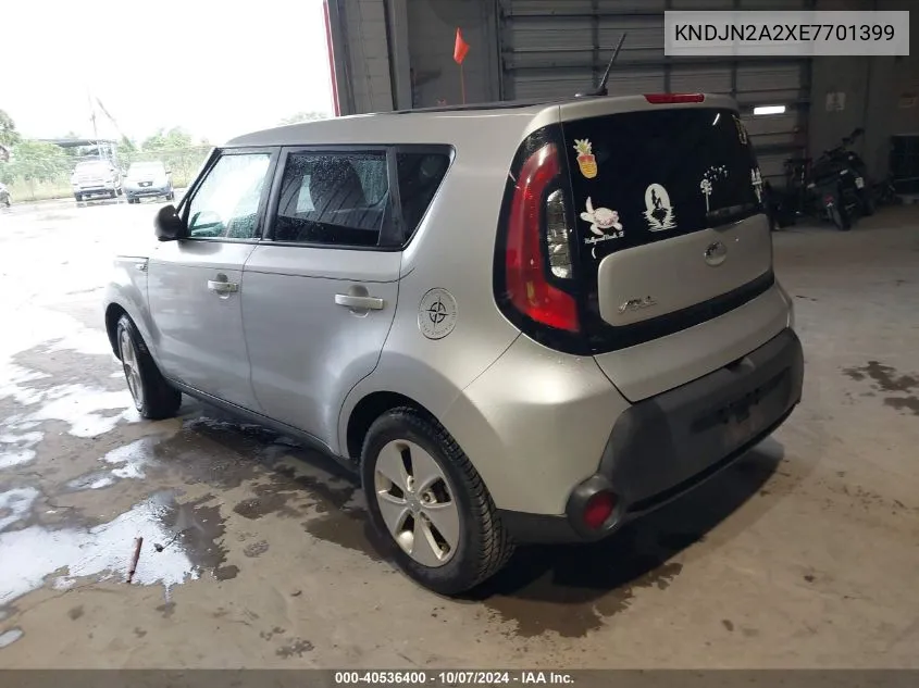 2014 Kia Soul VIN: KNDJN2A2XE7701399 Lot: 40536400