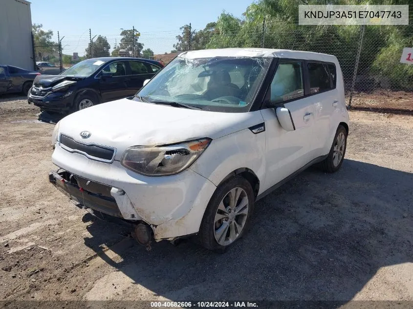 2014 Kia Soul + VIN: KNDJP3A51E7047743 Lot: 40682606