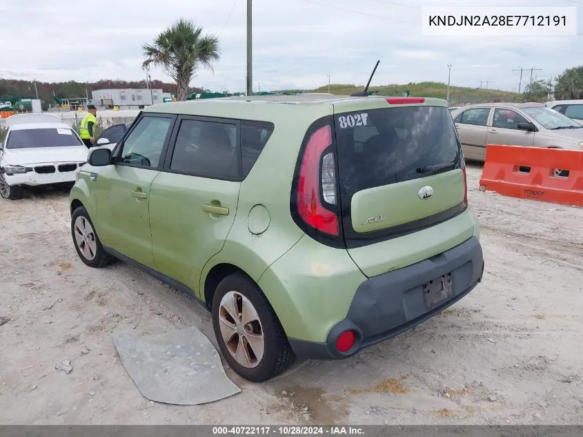 2014 Kia Soul VIN: KNDJN2A28E7712191 Lot: 40722117