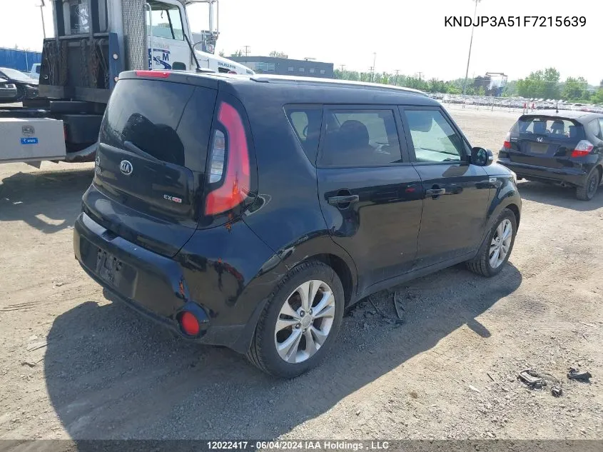 2015 Kia Soul VIN: KNDJP3A51F7215639 Lot: 12022417