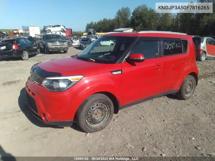 2015 Kia Soul + VIN: KNDJP3A50F7816265 Lot: 12085102