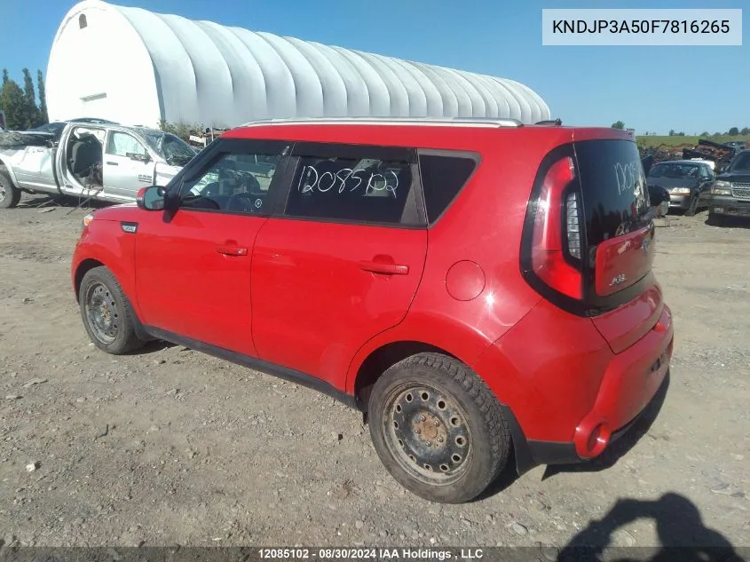 2015 Kia Soul + VIN: KNDJP3A50F7816265 Lot: 12085102