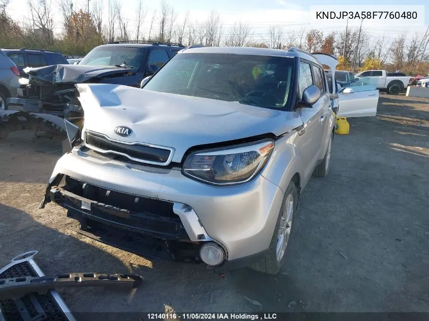 2015 Kia Soul + VIN: KNDJP3A58F7760480 Lot: 12140116