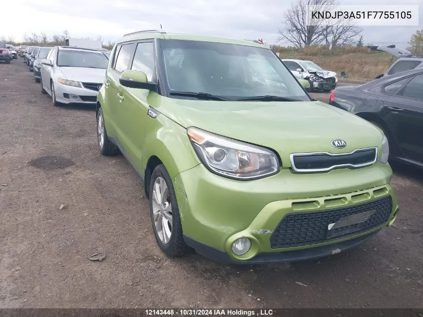 2015 Kia Soul VIN: KNDJP3A51F7755105 Lot: 12143448