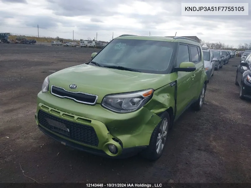 2015 Kia Soul VIN: KNDJP3A51F7755105 Lot: 12143448