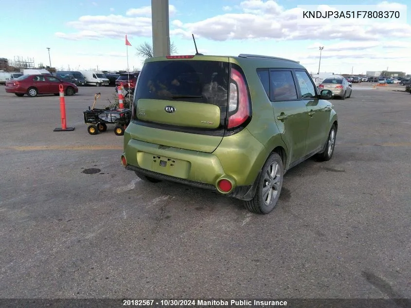 2015 Kia Soul Ex VIN: KNDJP3A51F7808370 Lot: 20182567