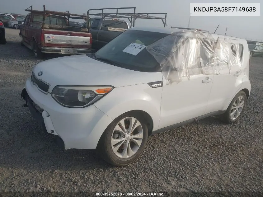 2015 Kia Soul + VIN: KNDJP3A58F7149638 Lot: 39752578