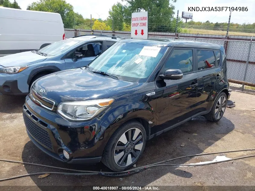 2015 Kia Soul ! VIN: KNDJX3A53F7194986 Lot: 40018907