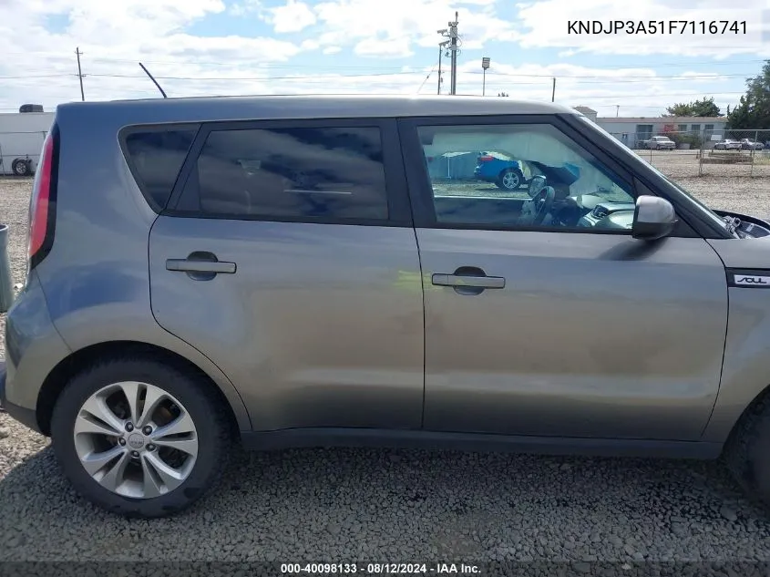 2015 Kia Soul + VIN: KNDJP3A51F7116741 Lot: 40098133