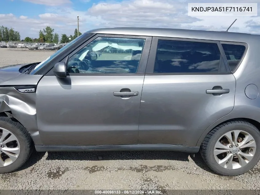 2015 Kia Soul + VIN: KNDJP3A51F7116741 Lot: 40098133