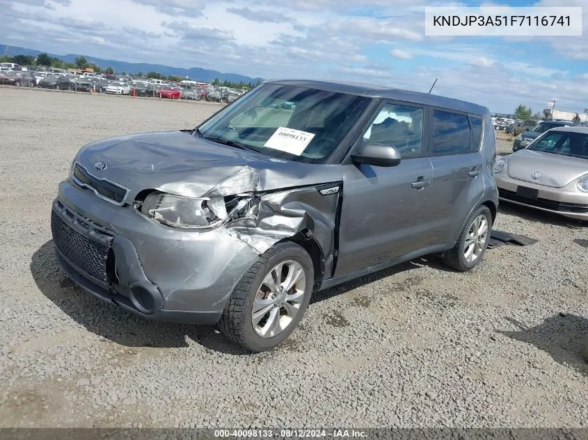 2015 Kia Soul + VIN: KNDJP3A51F7116741 Lot: 40098133