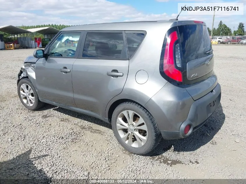 2015 Kia Soul + VIN: KNDJP3A51F7116741 Lot: 40098133