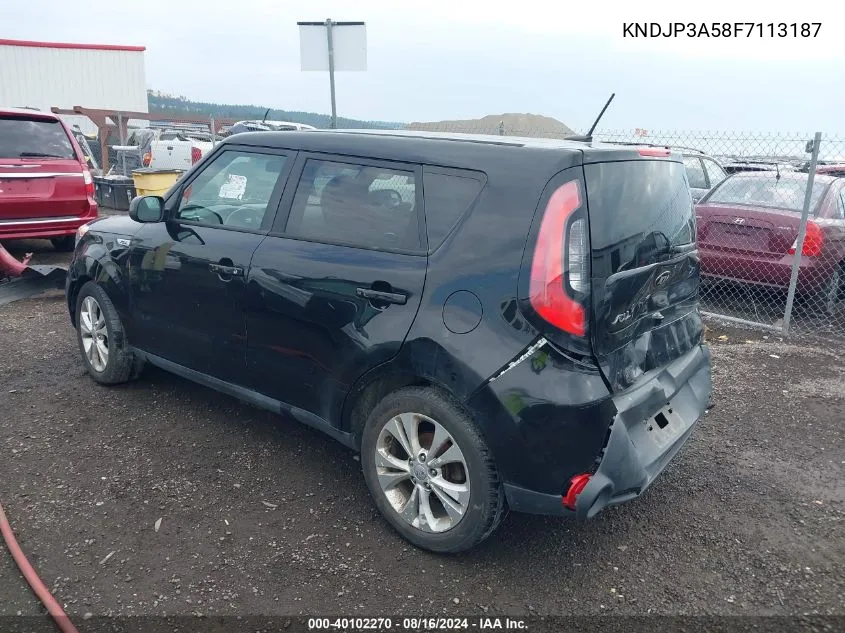 2015 Kia Soul + VIN: KNDJP3A58F7113187 Lot: 40102270