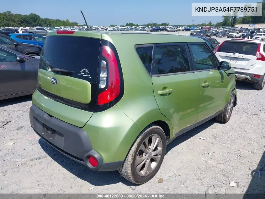 2015 Kia Soul + VIN: KNDJP3A54F7789751 Lot: 40122589