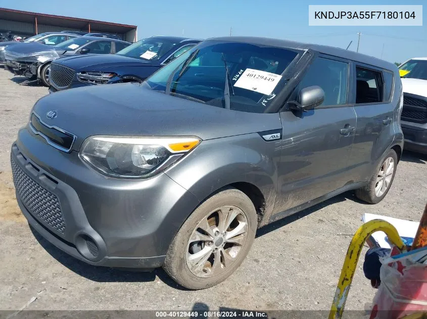 2015 Kia Soul + VIN: KNDJP3A55F7180104 Lot: 40129449