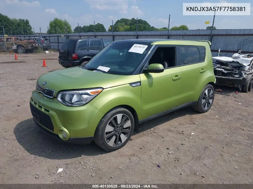 2015 Kia Soul ! VIN: KNDJX3A57F7758381 Lot: 40130525