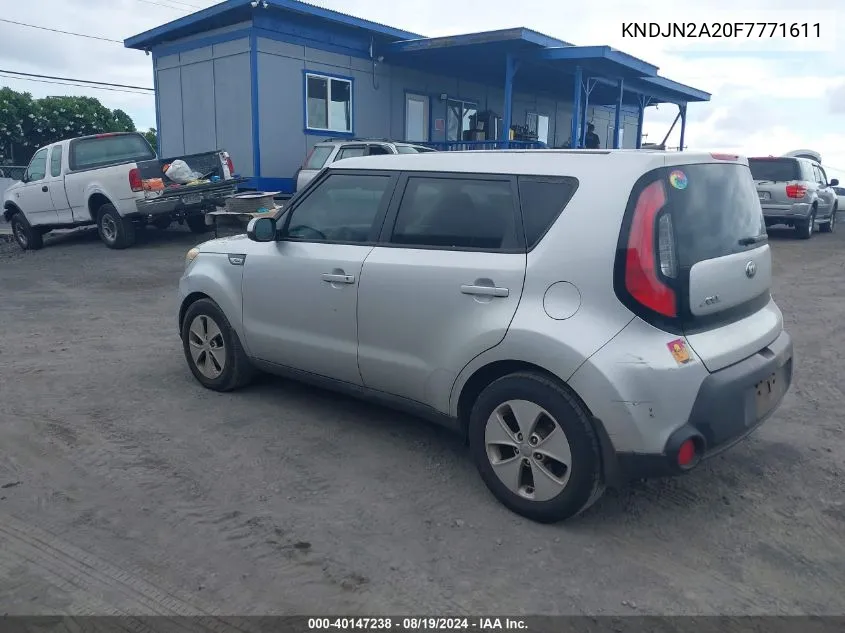 2015 Kia Soul VIN: KNDJN2A20F7771611 Lot: 40147238