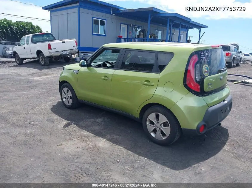 2015 Kia Soul VIN: KNDJN2A2XF7753729 Lot: 40147246