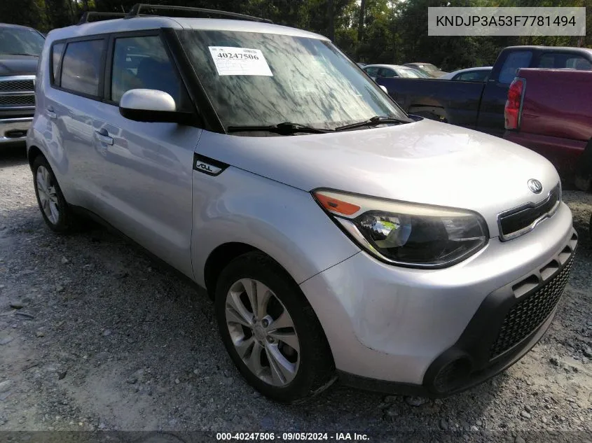 2015 Kia Soul + VIN: KNDJP3A53F7781494 Lot: 40247506