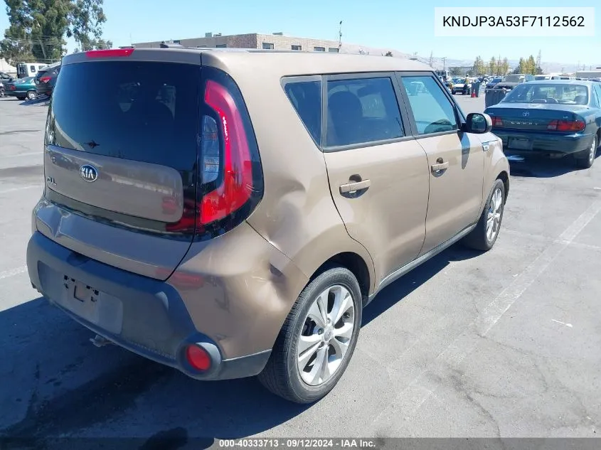 2015 Kia Soul + VIN: KNDJP3A53F7112562 Lot: 40333713