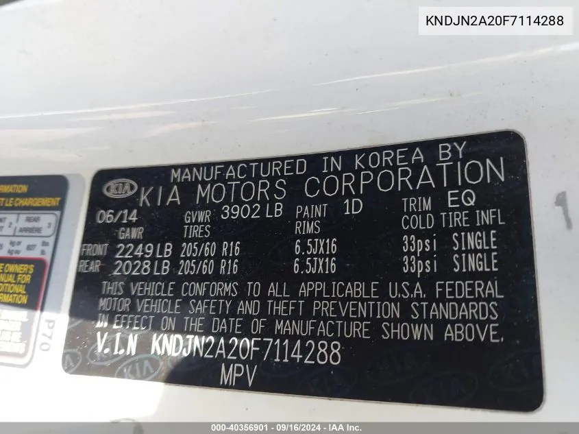 KNDJN2A20F7114288 2015 Kia Soul