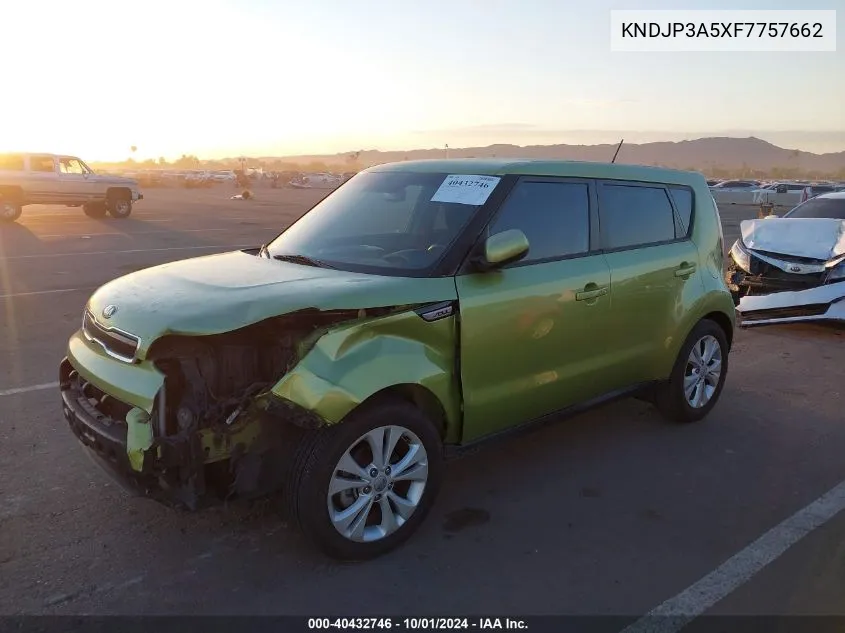 2015 Kia Soul + VIN: KNDJP3A5XF7757662 Lot: 40432746