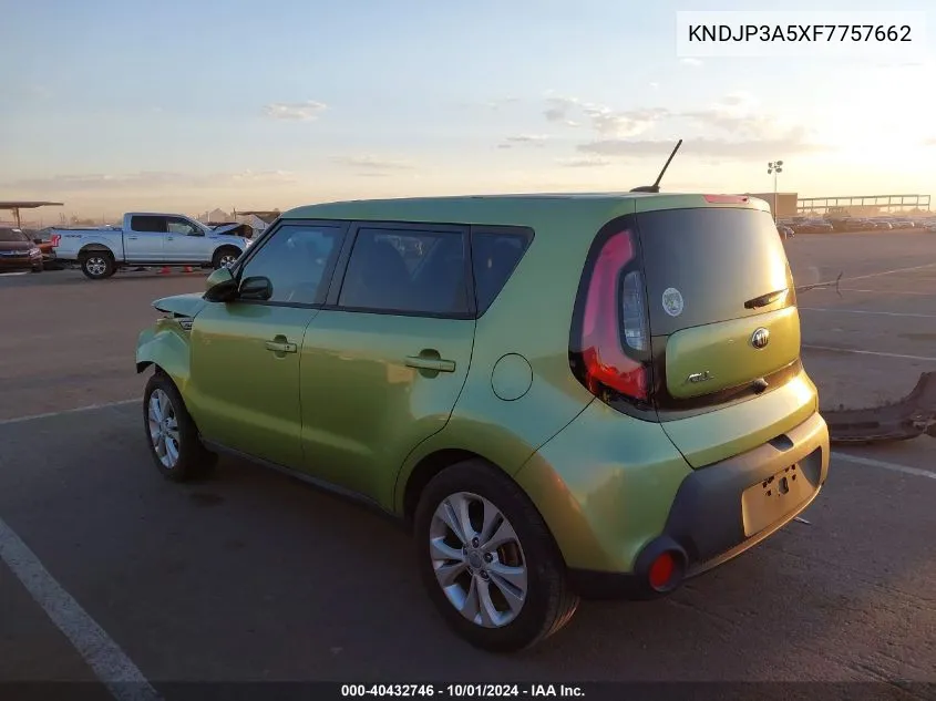 2015 Kia Soul + VIN: KNDJP3A5XF7757662 Lot: 40432746