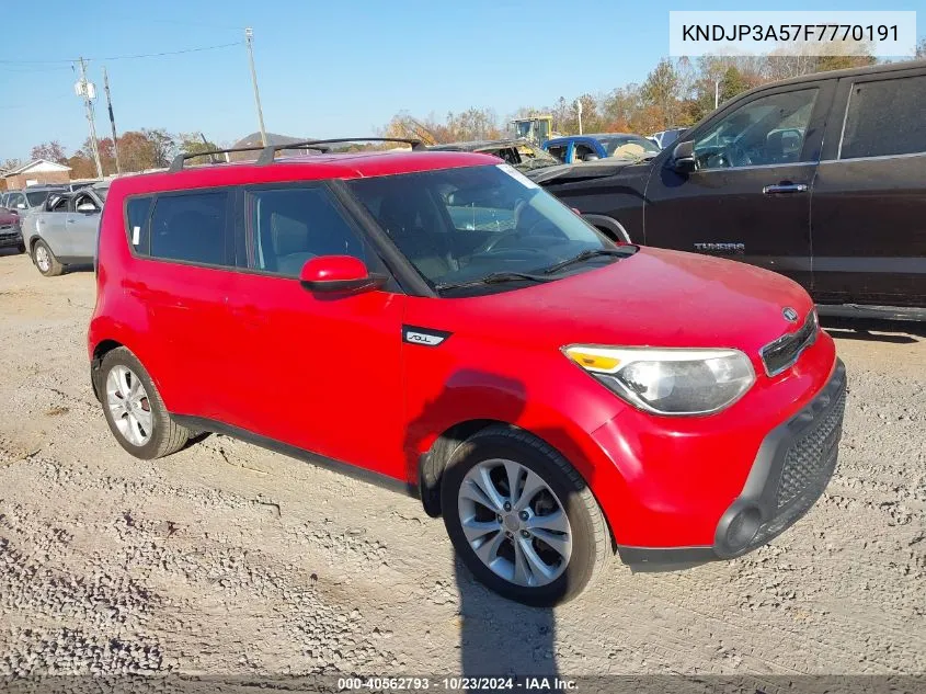 2015 Kia Soul + VIN: KNDJP3A57F7770191 Lot: 40562793