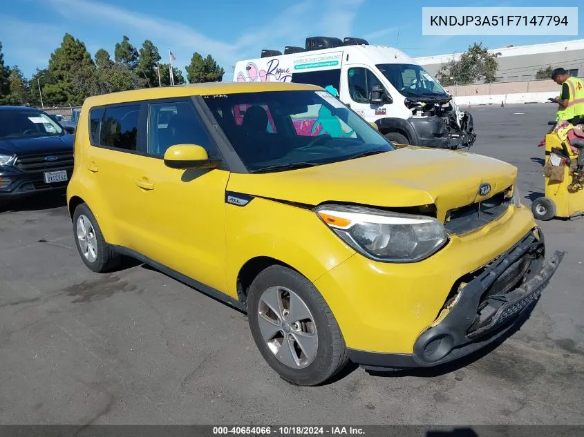 2015 Kia Soul + VIN: KNDJP3A51F7147794 Lot: 40654066