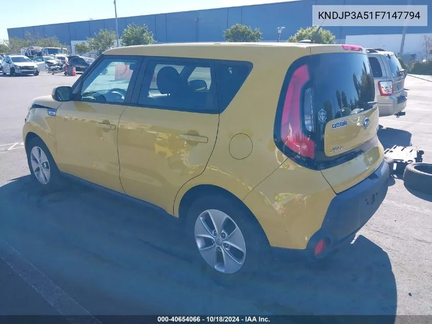 2015 Kia Soul + VIN: KNDJP3A51F7147794 Lot: 40654066