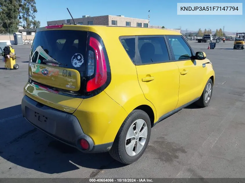 2015 Kia Soul + VIN: KNDJP3A51F7147794 Lot: 40654066