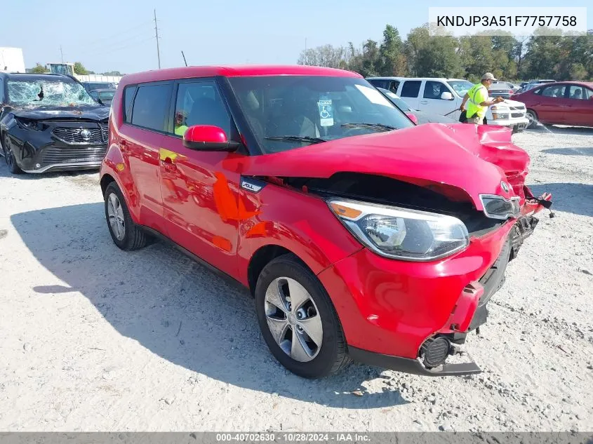 2015 Kia Soul + VIN: KNDJP3A51F7757758 Lot: 40702630