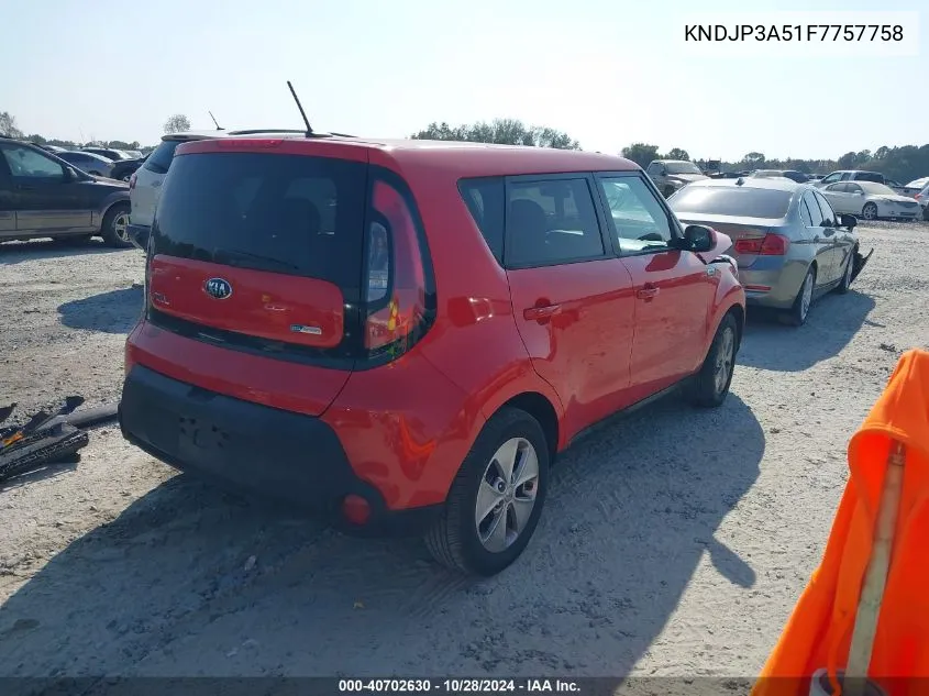 2015 Kia Soul + VIN: KNDJP3A51F7757758 Lot: 40702630