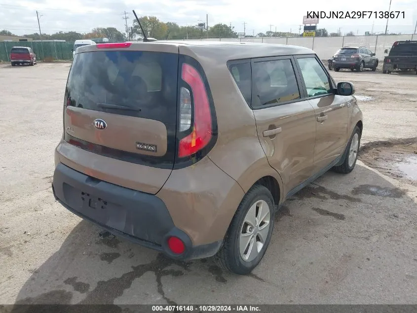 2015 Kia Soul VIN: KNDJN2A29F7138671 Lot: 40716148