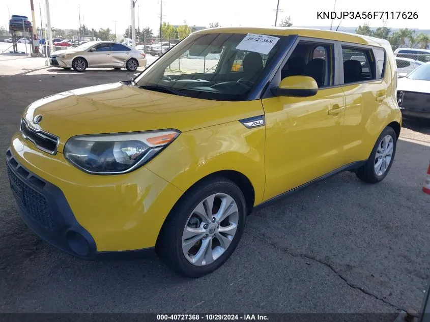 2015 Kia Soul + VIN: KNDJP3A56F7117626 Lot: 40727368