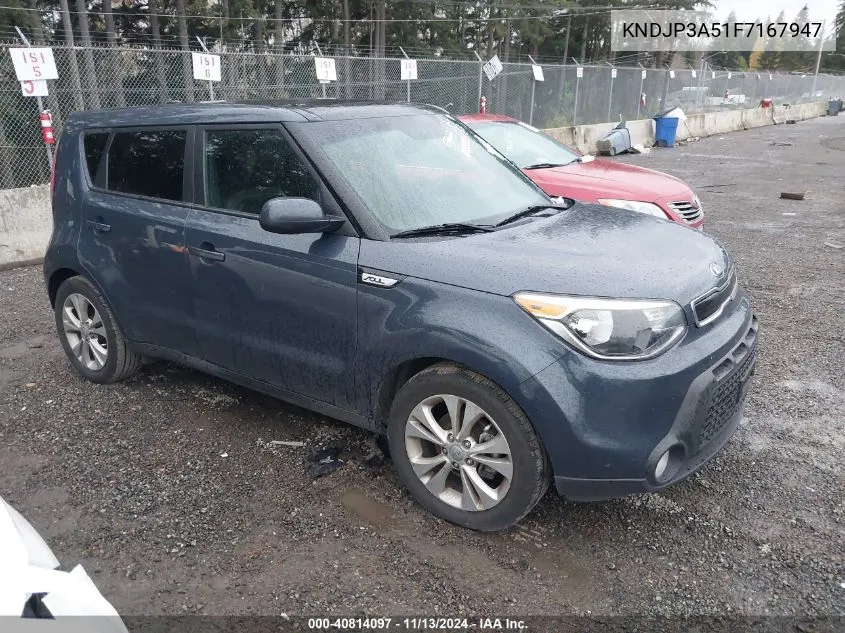 2015 Kia Soul + VIN: KNDJP3A51F7167947 Lot: 40814097