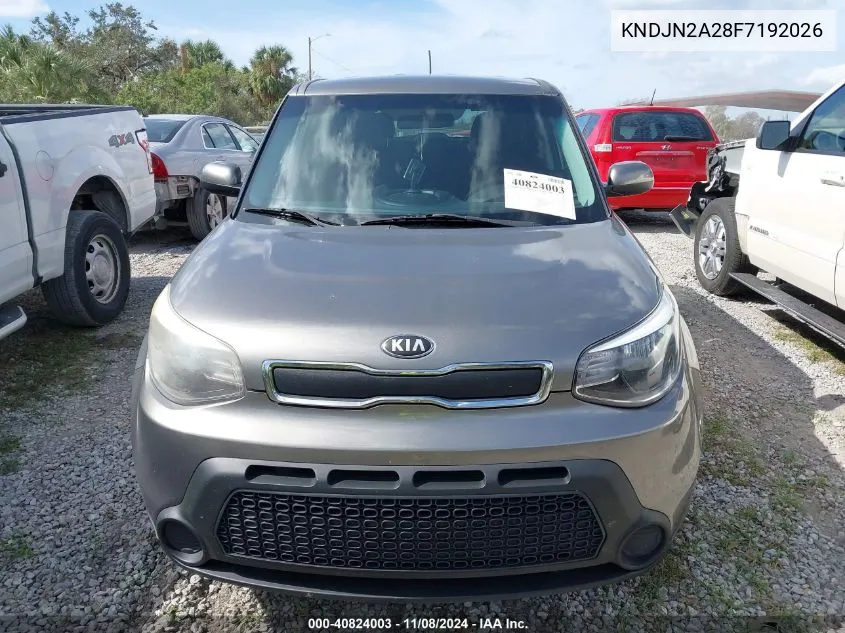 2015 Kia Soul VIN: KNDJN2A28F7192026 Lot: 40824003