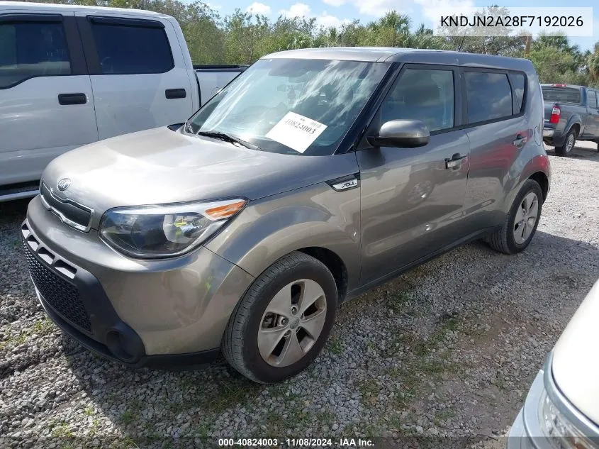 2015 Kia Soul VIN: KNDJN2A28F7192026 Lot: 40824003