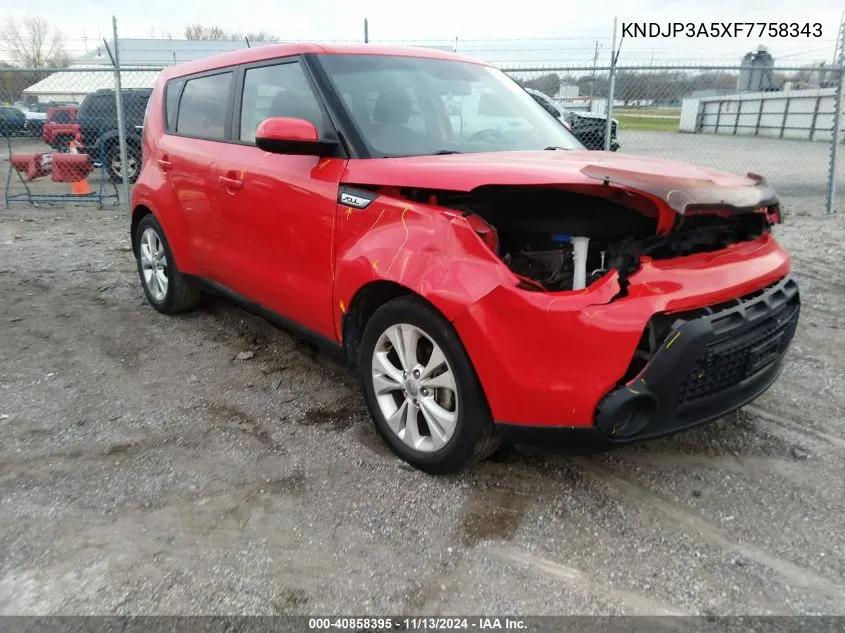 2015 Kia Soul + VIN: KNDJP3A5XF7758343 Lot: 40858395